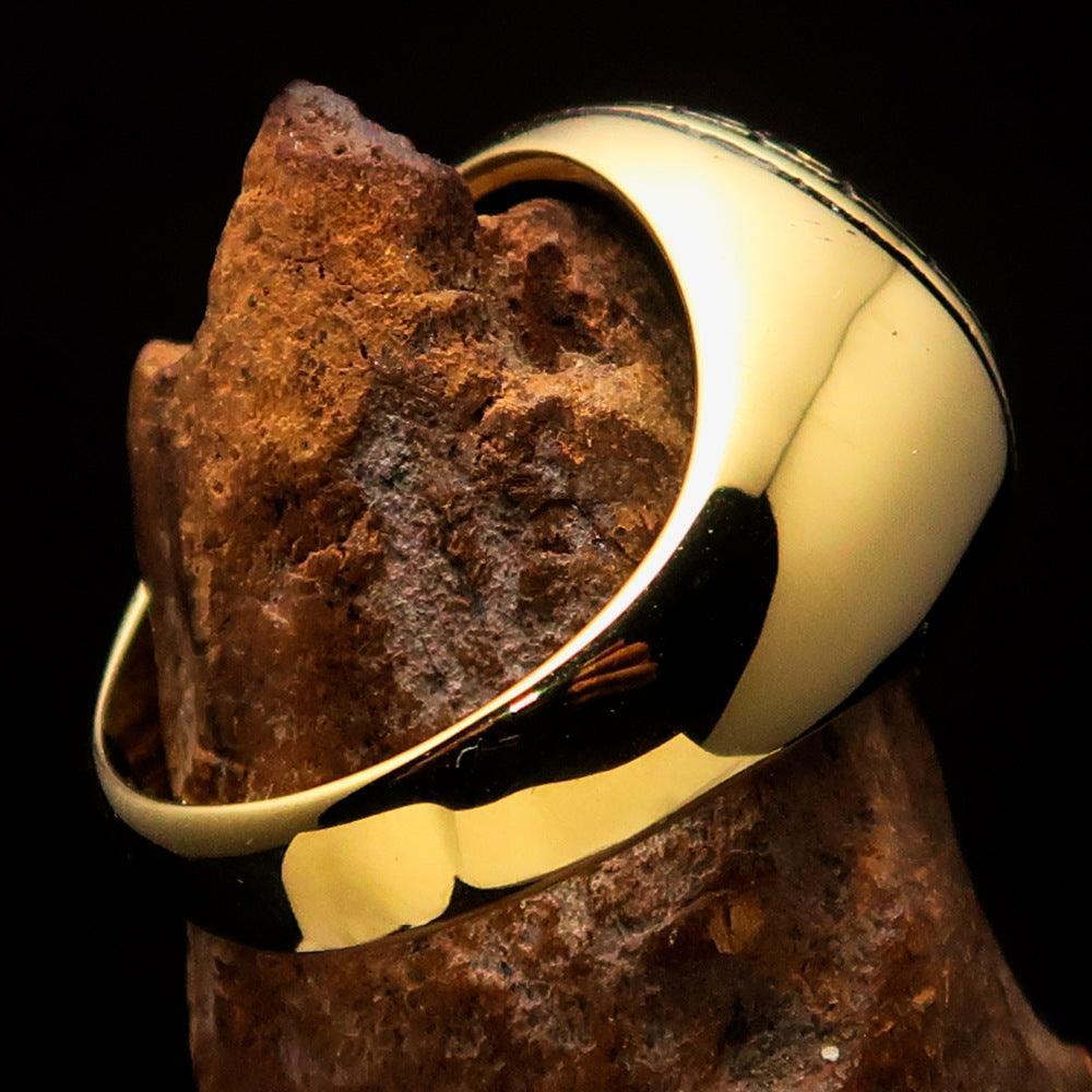 Domed Men's Al Quran ul Kareem Muslim Pinky Ring - antiqued Brass