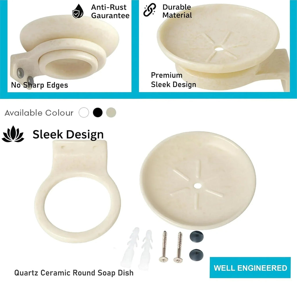 Ivory Soap Dish Unbreakable ABS Round Ceramic Finish (RM-121)