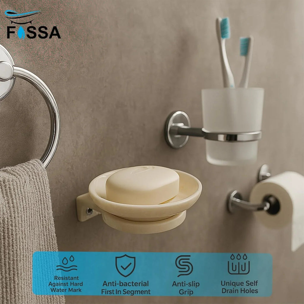 Ivory Soap Dish Unbreakable ABS Round Ceramic Finish (RM-121)